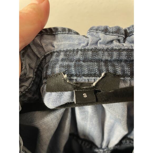 Rails Lyocell Dress Long Sleeve Denim look Sz Small Shawna Ruffle Chambray - Picture 4 of 6